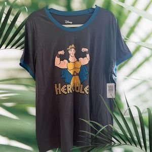 Fitted 2XL DIsney Hercules gray scoop neck t shirt.